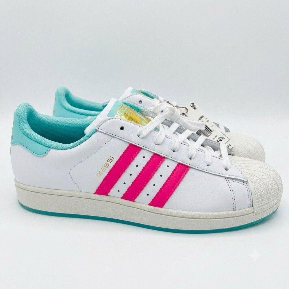 Adidas Superstar Messi Aurora Radiante Shoes Mens 13.5 New Pink White JR1979